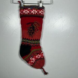 Christmas Stocking Pine Cone Fair Isle 100% Wool